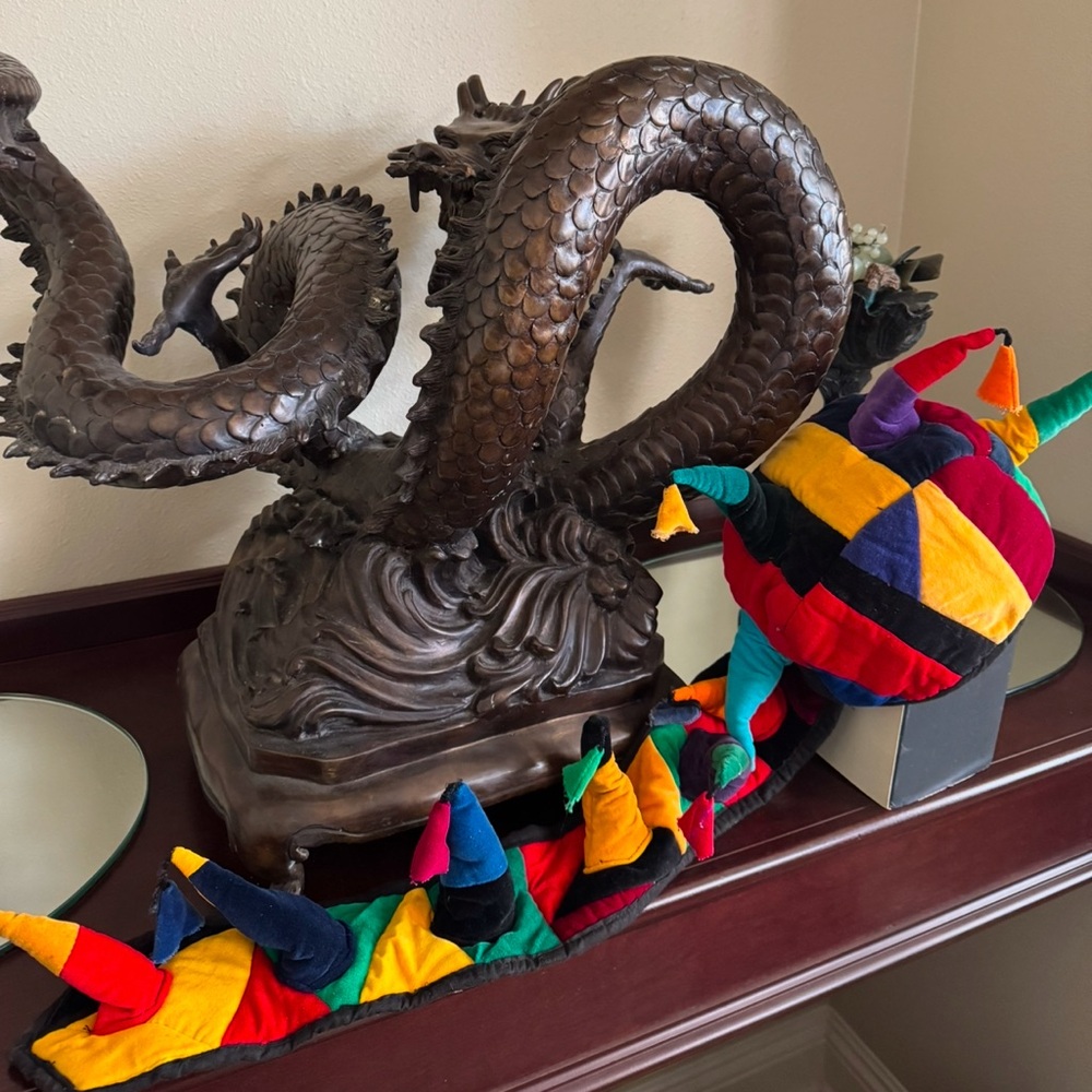 Colorful Vintage Velvet Patchwork Dragon Hat and Tail